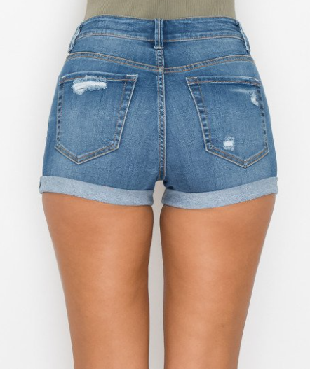 REPREVE HIGH-RISE PATCHWORK SHORTS